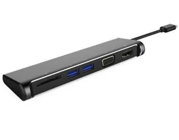 PremiumCord USB-C hub 5v1 / Adaptér / HDMI 4K / VGA 1080p / SD Card / 2x USB 3.0 (8592220017774)