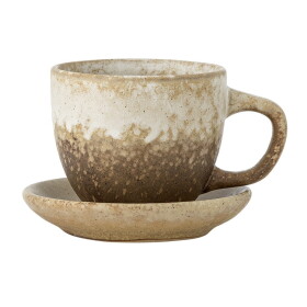Bloomingville Keramická šálka s podšálkou Brenta Nature 185 ml