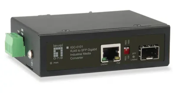LevelOne IGC-0101 / Mediakonvertor / RJ45-SFP / Gigabit Ethernet / PoE 30W / Priemyselný / DIN lišta (IGC-0101)