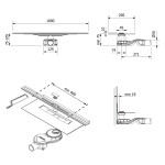 POLYSAN - SLIM RIVER podlahový žľab z nerezové oceli s roštom, L.400-1000, DN50 RV100