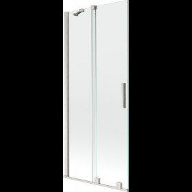 MEXEN/S - Velár dvojkrídlová posuvná vaňová zástena 80 x 150, transparent, nikel kartáčovaný 896-080-000-01-97