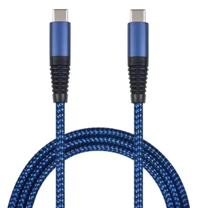 2GO USB-C - USB-C 1 m modrá / Dátový a nabíjací kábel / USB 3.2 Gen 1 / Nylon (797194)