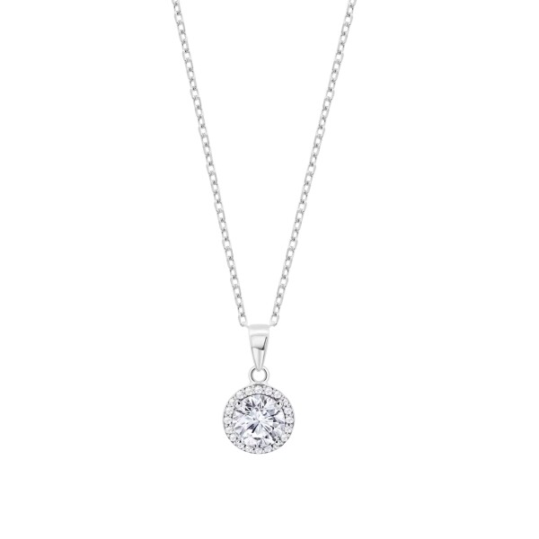 Lotus Silver Elegantný strieborný náhrdelník s čírymi zirkónmi LP3104-1 / 1 (retiazka, prívesok)