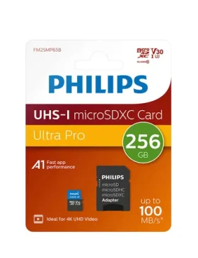 Philips microSDXC 256 GB + adaptér / Pamäťová karta / Class 10 / UHS-I U3 / čítanie 100 MB/s (FM25MP65B/00)