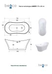 BESCO - Voľne stojaca vaňa AMBER biela - Farba - Biela, Farba sifónu - Grafitová, Rozmer vane - 170 × 80 cm VANAMBER170G