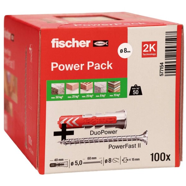 Fischer univerzálna hmoždinka 40 mm, 60 mm 8 mm 577154 100 ks; 577154