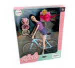 Mamido Mamido Bábika na bicykli s prilbou čierne vlasy 29 cm