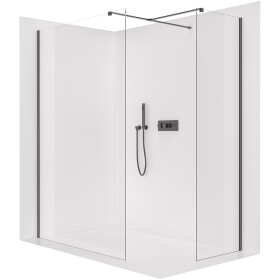CERANO - Sprchová zástena Walk-in Onyx TL/P - 8 mm - hranatá vzpera - čierna matná, transparentné sklo - 90x30x200 CER-8050BD71999