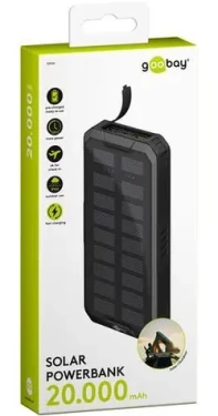 Goobay 53934 čierna / Powerbanka / 20 000 mAh / solárny panel / USB-C PD / QC 3.0 (53934)