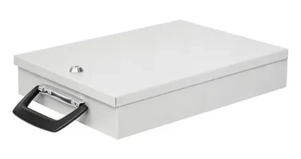 WEDO Box na dokumenty A4 svetlo šedá / Box na dokumenty / Kov / Zámok s 2 kľúčmi / 35,5 x 26 x 6,7 cm (1021537)
