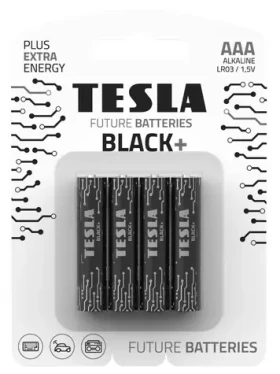 TESLA BLACK+ alkalická batéria AAA 4 ks / LR03 / mikrotužková / blister (14030420)