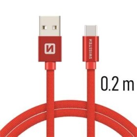 SWISSTEN TEXTILE dátový kábel USB - USB-C 0.2m červená (71521106)