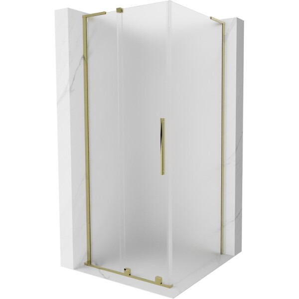 MEXEN/S - Velar L sprchovací kút, posuvné dvere 120 x 120, dekor, zlato 871-120-120-33-50