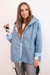 Dámska prešívaná bunda s kapucňou light denim UNI