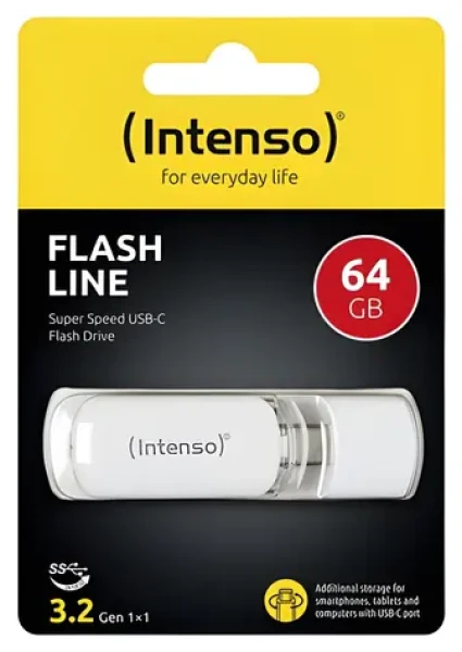 INTENSO FLASH LINE 64GB biela / Flash disk / USB-C 3.2 Gen 1 / čítanie až 70 MB/s (3538490)