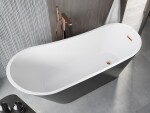 MEXEN/S - Alta voľne stojaca vaňa 170 x 75, biela/čierna, sifón a prepad ružové zlato 52141707575-60