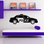 Veselá Stena Samolepka Policajné autíčko Farba: biela, Veľkosť: 40 x 13 cm