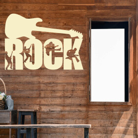 Veselá Stena Samolepka Nápis ROCK Farba: béžová, Veľkosť: 40 x 28 cm