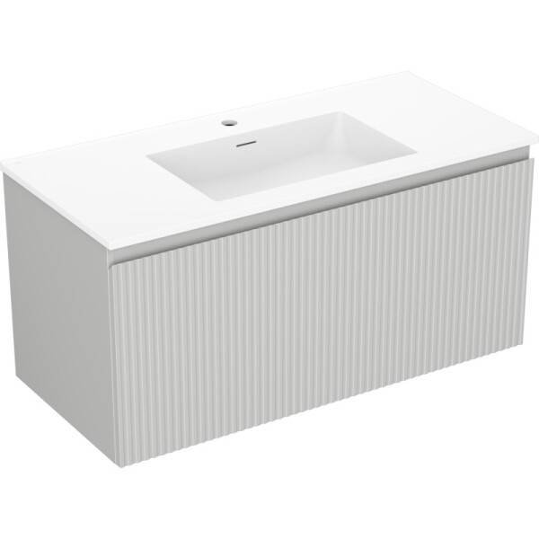 MEXEN/S - Rivel kúpeľňová skrinka 100 cm s umývadlom Otis, 1 šuplík, reliéf, šedá mat/biela mat 91A20-10047-1-BF62-W18M01