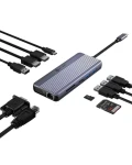 IcyBox IB-DK4062-CPD antracitová / Dokovacia stanica / USB-C / 2x HDMI + VGA / 4K 30Hz / USB-A 3.2 Gen1 / PD 100W (IB-DK4062-CPD)