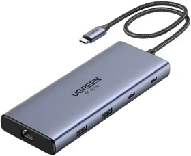 Ugreen 45380 sivá / Replikátor portov / USB-C / 2x HDMI 4K / 2x USB-C 3.2 Gen1 / 1x USB-A 3.2 Gen2 / RJ45 (45380)