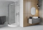 MEXEN/S - Rio štvrťkruhový sprchovací kút 70 x 70, transparent, chróm + vanička Rio 863-070-070-01-00-4710