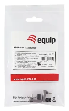 Equip 133477 čierna/sivá / Adaptér USB-C / USB4 Gen 4 / 40 Gbit/s / PD 240W / lomený 180 ° / 2 ks (133477)