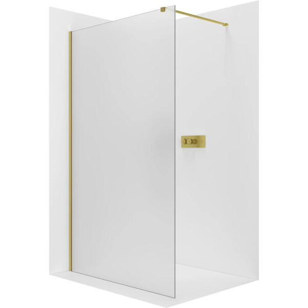 CERANO - Sprchová zástena Walk-in Onyx Cube Ľ/P - 8 mm - hranatá vzpera - zlatá, mliečne sklo - 70x200 CER-8050BD541