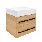 Kúpeľňová skrinka s umývadlom a čiernou úchytkou SAT Cube Way 60x53x46 cm dub Hickory mat CUBE46C602DHSATCW CUBE46C602DHSATCW