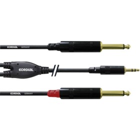 Cordial audio káblový adaptér [1x jack zástrčka 3,5 mm - 2x jack zástrčka 6,35 mm] 6.00 m čierna; CFY6WPP