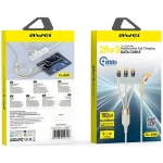 AWEI CL-228 3v1 čierna / Kábel / USB-C - USB-C + Lightning + Micro-USB / 100W / LED displej / 1,5 m (CL-228)