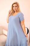 Dámske plus size šaty s krátkymi rukávmi a volánom z ľahkej viskózy UNI