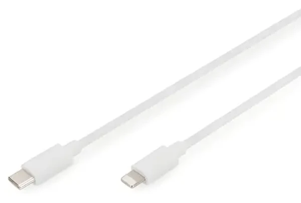 Digitus USB-C - Lightning biela / Dátový a nabíjací kábel / MFI / 1 m / 480 Mbit/s (DB-600109-010-W)