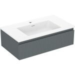 MEXEN/S - Rivel kúpeľňová skrinka 80 cm s umývadlom Otis, 1 šuplík, reliéf, grafit mat/biela mat 91A20-08023-1-BF66-W18M01