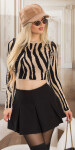 Sexy Crooped Sweater with Zebra print L/XL