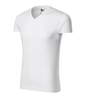 Pánske tričko Slim Fit s výstrihom do V biele S
