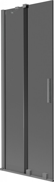 MEXEN/S - Velár dvojkrídlová posuvná vaňová zástena 75 x 150, grafit, grafit metal 896-075-000-41-95