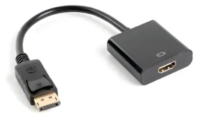 Lanberg čierna / Redukcia / DisplayPort (M) na HDMI (F) / 10 cm / 1080p / 60 Hz (AD-0009-BK)