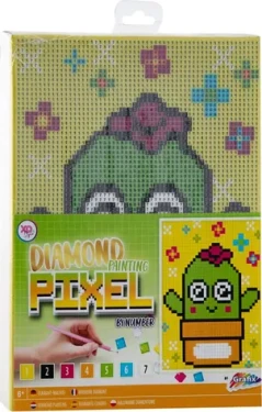 GRAFIX Diamantové maľovanie na ráme Pixel Kaktus 15x20cm