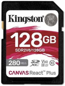 Kingston Canvas React PLUS V60 SD 128GB / UHS-II / V60 / U3 / Class 10 (SDR2V6/128GB)