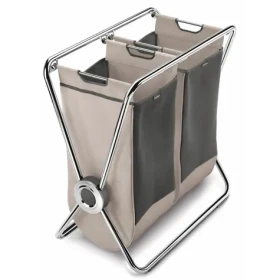 Simplehuman Skládací kôš na bielizeň dvojitý hnedá / oceľ + polyester (838810025094)