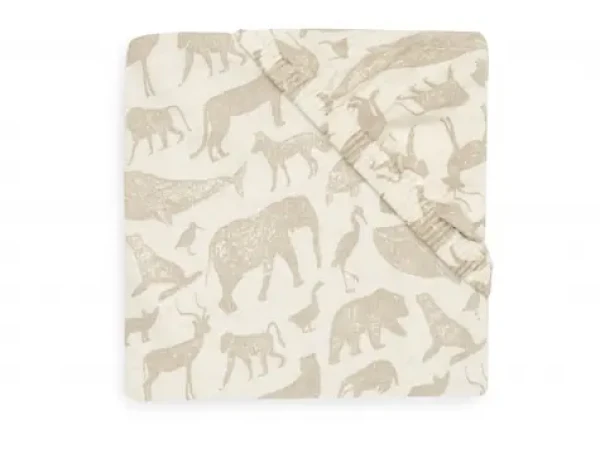 Jollein Prestieradlo napínacie 40/50 x 80/90 cm Animals Nougat (511-501-67044)