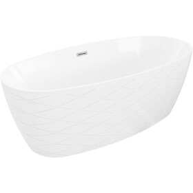 MEXEN/S - Olea voľne stojaca vaňa vzor 170 x 80, biela, sifón a prepad chróm 52821708000-01