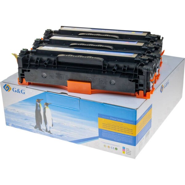 G&G toner kombinované balenie náhradný HP 125A, 128A, CF373AM, CF371AM zelenomodrá, purpurová, žltá 1400 Seiten kompatibilná náplň do tlačiarne; 14993