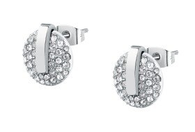 Trussardi Trblietavé oceľové náušnice s kryštálmi T-Round TJAYF15
