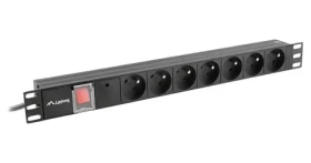 Lanberg PDU do racku čierna / PDU / 19" 1U / 7x French / 16A / 2m (PDU-07E-0200-BK)