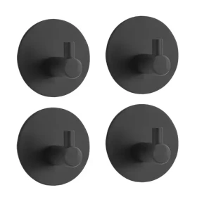 MSV KHEO háčiky na uteráky 4 ks matne čierne / oceľ / samolepiace / 45 x 27 mm (3700703990086)