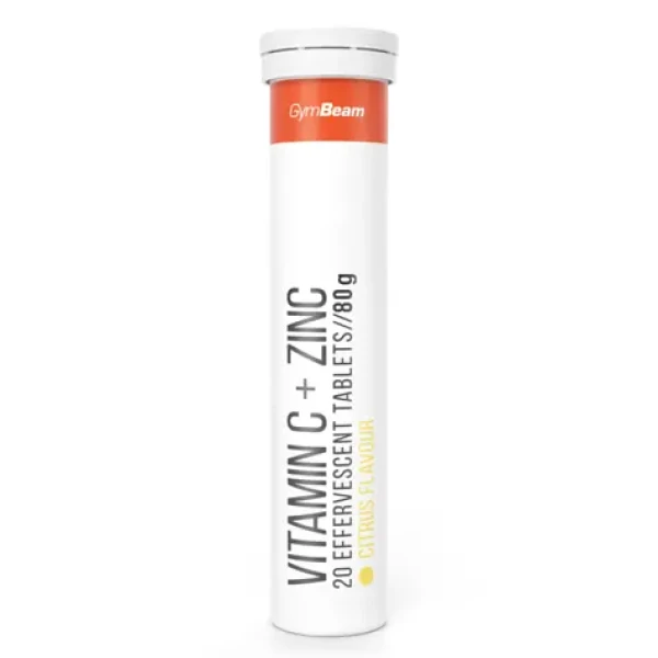 Vitamín C + zinok šumivé - GymBeam (citrusové ovocie, 12 x 20 tab) (93589-5-citrusovéovocie-12x20tab)