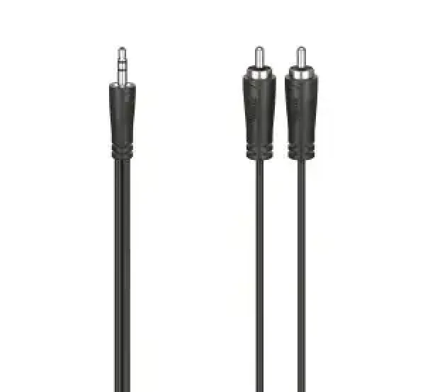 HAMA audio kábel čierna / Prepojovací kábel / 3,5 mm jack - 2× RCA / stereo / 0,75 m