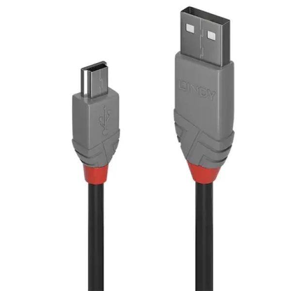 Lindy Anthra Line USB-A - Mini-USB B 0,5 m čierna, šedá / USB kábel / USB 2.0 / 480 Mbit/s (36721)